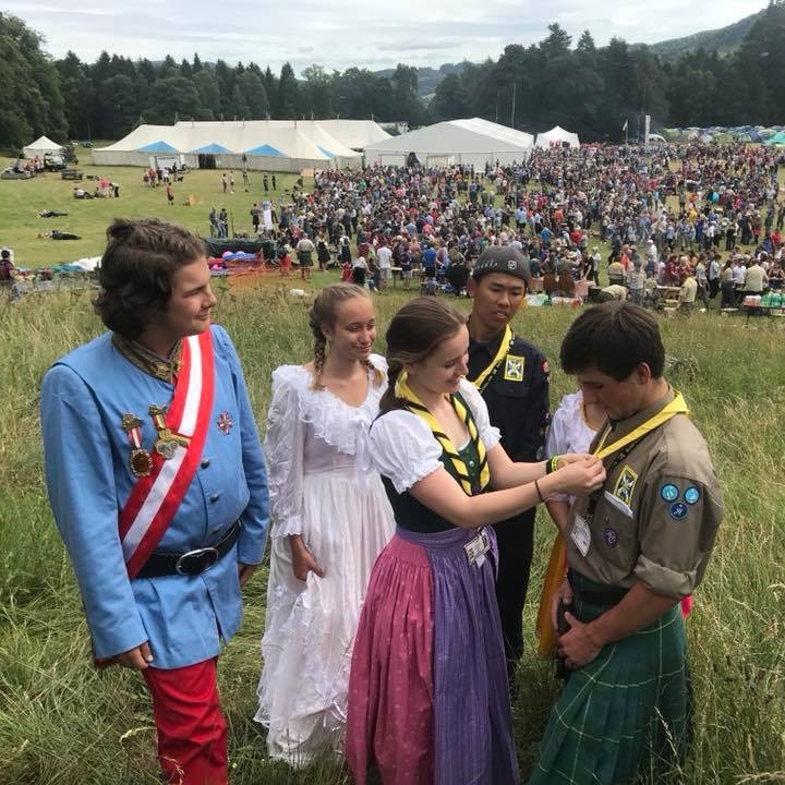 Scouts in national dress at Blair Atholl Jamborette