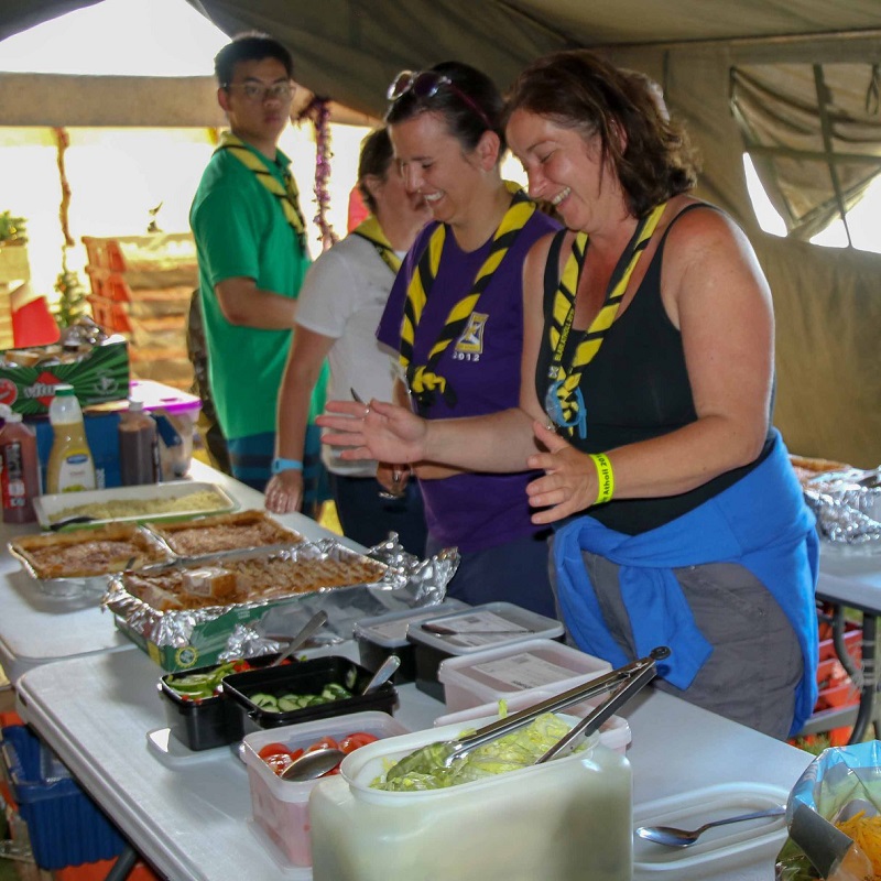 Leaders serving lunch at Blair Atholl Jamborette 2018