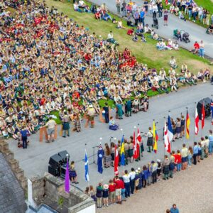 A birds eye view of Scouts at the Scouts' Own at Blair Atholl Jamborette